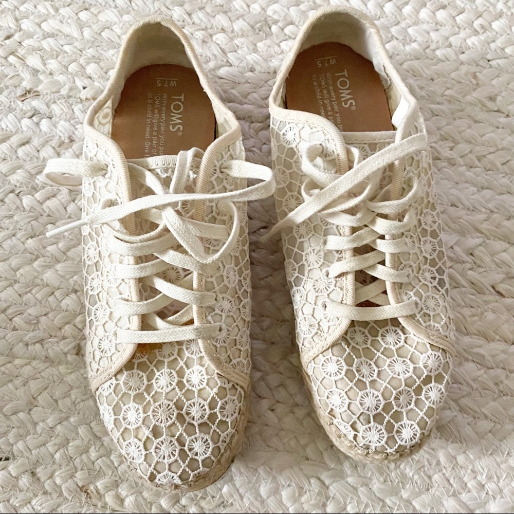 Toms Lena Crochet Lace Espadrille Sneakers - Picture 3 of 7